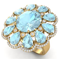20.54 CTW Royalty Sky Topaz & VS Diamond Ring 18K Yellow Gold - REF-254Y5N - 39149