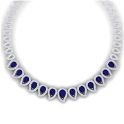 33.4 CTW Royalty Sapphire & VS Diamond Necklace 18K White Gold - REF-1200K2R - 39441