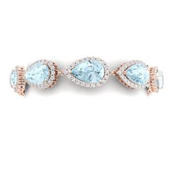 41.87 CTW Royalty Sky Topaz & VS Diamond Bracelet 18K Rose Gold - REF-418T2X - 38866
