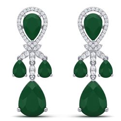 38.29 CTW Royalty Emerald & VS Diamond Earrings 18K White Gold - REF-454F5M - 38604