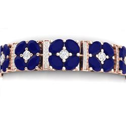 39.78 CTW Royalty Sapphire & VS Diamond Bracelet 18K Rose Gold - REF-636X4T - 39019