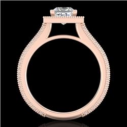 2 CTW Princess VS/SI Diamond Solitaire Micro Pave Ring 18K Rose Gold - REF-472X8T - 37182