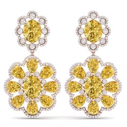 29.9 CTW Royalty Canary Citrine & VS Diamond Earrings 18K Rose Gold - REF-345K5R - 39166