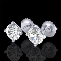 2 CTW VS/SI Diamond Solitaire Art Deco Stud Earrings 18K White Gold - REF-540W2H - 37304