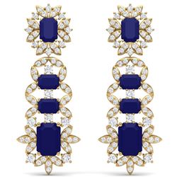 30.25 CTW Royalty Sapphire & VS Diamond Earrings 18K Yellow Gold - REF-581F8M - 39413