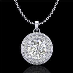 1.25 CTW VS/SI Diamond Solitaire Art Deco Stud Necklace 18K White Gold - REF-218R2K - 37142