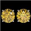 Image 1 : 4 CTW Certified Intense Yellow SI Diamond Solitaire Stud Earrings 10K White Gold - REF-824M2F - 3313