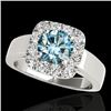 1.55 CTW SI Certified Fancy Blue Diamond Solitaire Halo Ring 10K White Gold - REF-174K5R - 34243
