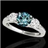 1.75 CTW SI Certified Fancy Blue Diamond 3 Stone Ring 10K White Gold - REF-209X3T - 35354