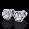1.07 CTW VS/SI Diamond Solitaire Art Deco Stud Earrings 18K White Gold - REF-190F9M - 36899