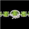19.25 CTW Peridot & VS/SI Diamond Tennis Micro Pave Halo Bracelet 14K White Gold - REF-147T3X - 4023