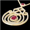 Image 1 : 3.20 CTW Ruby And Micro Pave VS/SI Diamond Heart Necklace 14K Yellow Gold - REF-162R4K - 22440