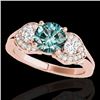 1.45 CTW SI Certified Fancy Blue Diamond 3 Stone Ring 10K Rose Gold - REF-180K2R - 35337