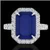 5.33 CTW Sapphire And Micro Pave VS/SI Diamond Halo Ring 18K White Gold - REF-74K2R - 21434