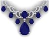 34.91 CTW Royalty Sapphire & VS Diamond Necklace 18K White Gold - REF-963K6R - 38661