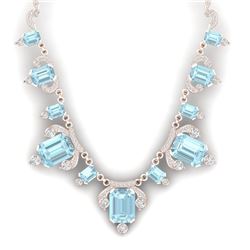 79.56 CTW Royalty Sky Topaz & VS Diamond Necklace 18K Rose Gold - REF-945N5Y - 38755