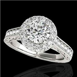 1.7 CTW H-SI/I Certified Diamond Solitaire Halo Ring 10K White Gold - REF-178R2K - 33724