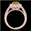Image 2 : 2.25 CTW Certified Si Fancy Intense Yellow Diamond Solitaire Halo Ring 10K Rose Gold - REF-229K3R - 