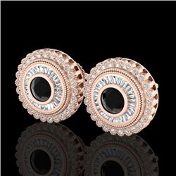 2.61 CTW Fancy Black Diamond Solitaire Art Deco Stud Earrings 18K Rose Gold - REF-236K4R - 37906