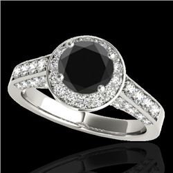 2.56 CTW Certified Vs Black Diamond Solitaire Halo Ring 10K White Gold - REF-120W2H - 34054