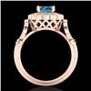 Image 4 : 1.2 CTW Intense Blue Diamond Solitaire Engagement Art Deco Ring 18K Rose Gold - REF-218F2M - 37832
