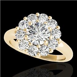 2.85 CTW H-SI/I Certified Diamond Solitaire Halo Ring 10K Yellow Gold - REF-413X6T - 34434