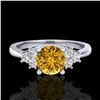 Image 2 : 1 CTW Intense Yellow Diamond Solitaire Engagement Classic Ring 18K White Gold - REF-130K9R - 37595