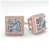 Image 1 : 2 CTW VS/SI Princess Diamond Stud Earrings 18K Rose Gold - REF-581W3H - 35984