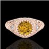 Image 2 : 1.07 CTW Intense Fancy Yellow Diamond Engagement Art Deco Ring 18K Rose Gold - REF-200X2T - 37477