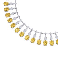 50.16 CTW Royalty Canary Citrine & VS Diamond Necklace 18K White Gold - REF-927R3K - 39135