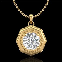 0.75 CTW VS/SI Diamond Solitaire Art Deco Necklace 18K Yellow Gold - REF-180K2R - 37099