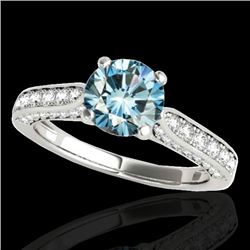 1.6 CTW SI Certified Fancy Blue Diamond Solitaire Ring 10K White Gold - REF-180H2W - 34921