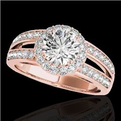 1.6 CTW H-SI/I Certified Diamond Solitaire Halo Ring 10K Rose Gold - REF-180K2R - 34248