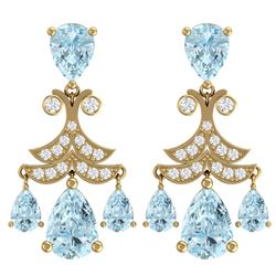 11.35 CTW Royalty Sky Topaz & VS Diamond Earrings 18K Yellow Gold - REF-130K2R - 38726