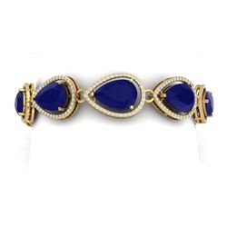 42.47 CTW Royalty Sapphire & VS Diamond Bracelet 18K Yellow Gold - REF-536H4W - 39563
