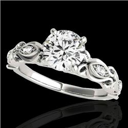 1.1 CTW H-SI/I Certified Diamond Solitaire Antique Ring 10K White Gold - REF-156R4K - 34630