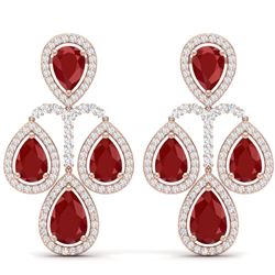 29.23 CTW Royalty Designer Ruby & VS Diamond Earrings 18K Rose Gold - REF-509Y3N - 39364