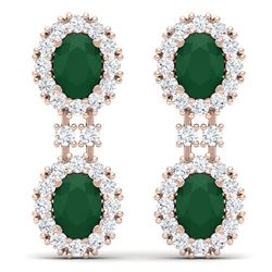 8.98 CTW Royalty Emerald & VS Diamond Earrings 18K Rose Gold - REF-218N2Y - 38809