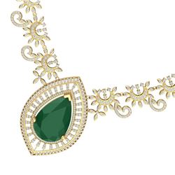 65.75 CTW Royalty Emerald & VS Diamond Necklace 18K Yellow Gold - REF-1581W8H - 39776
