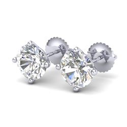 3.01 CTW VS/SI Diamond Solitaire Art Deco Stud Earrings 18K White Gold - REF-927T3X - 37310