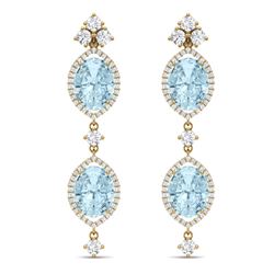 16.41 CTW Royalty Sky Topaz & VS Diamond Earrings 18K Yellow Gold - REF-254W5H - 38918