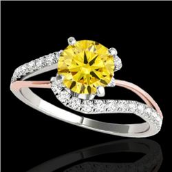 1.35 CTW Certified Si Fancy Diamond Bypass Solitaire Ring 2 Tone 10K White & Rose Gold - REF-167W3H 