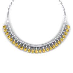 39.66 CTW Royalty Canary Citrine & VS Diamond Necklace 18K White Gold - REF-854X5T - 38883
