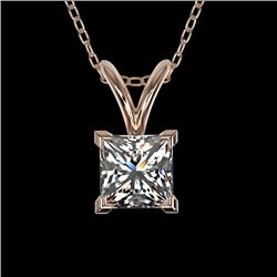0.50 CTW Certified VS/SI Quality Princess Diamond Necklace 10K Rose Gold - REF-74T5X - 33167
