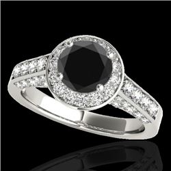 1.8 CTW Certified Vs Black Diamond Solitaire Halo Ring 10K White Gold - REF-97X3T - 34045