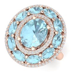 8.47 CTW Royalty Sky Topaz & VS Diamond Ring 18K Rose Gold - REF-163T6X - 39250