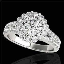 2.01 CTW H-SI/I Certified Diamond Solitaire Halo Ring 10K White Gold - REF-209N3Y - 33931