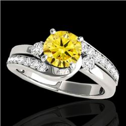 1.5 CTW Certified Si Fancy Yellow Diamond Bypass Solitaire Ring 10K White Gold - REF-180X2T - 35096