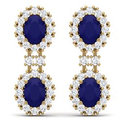 8.98 CTW Royalty Sapphire & VS Diamond Earrings 18K Yellow Gold - REF-218Y2N - 38816