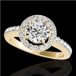 1.65 CTW H-SI/I Certified Diamond Solitaire Halo Ring 10K Yellow Gold - REF-180M2F - 33474
